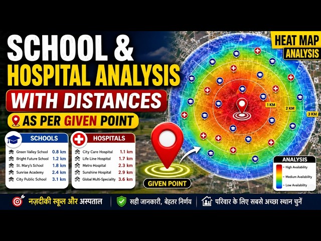 Plot/Flat खरीदने से पहले School & Hospital Distance जरूर देखें! | GIS Heat Map से पूरी Analysis