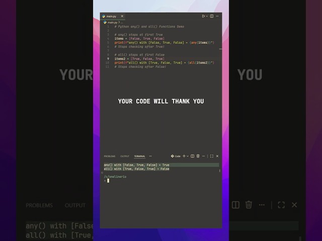 any() vs all() in Python Explained in 60 Seconds! ⚡