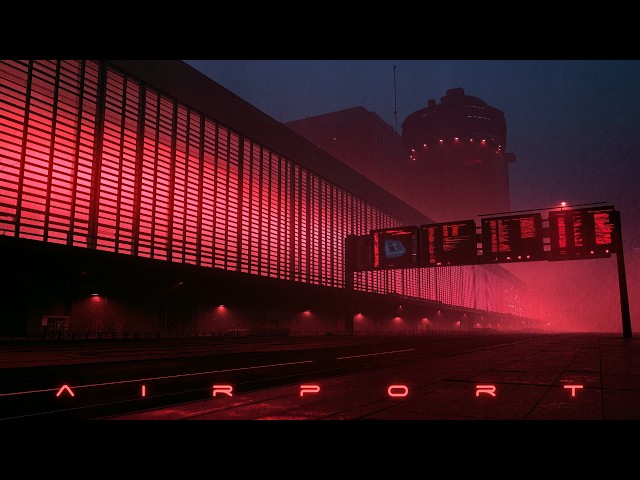 AIRPORT - Blade Runner Ambience - Cyberpunk Rain at an Arizonan Aerodrome