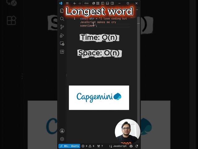 find the longest word/string from a sentence in JavaScript,