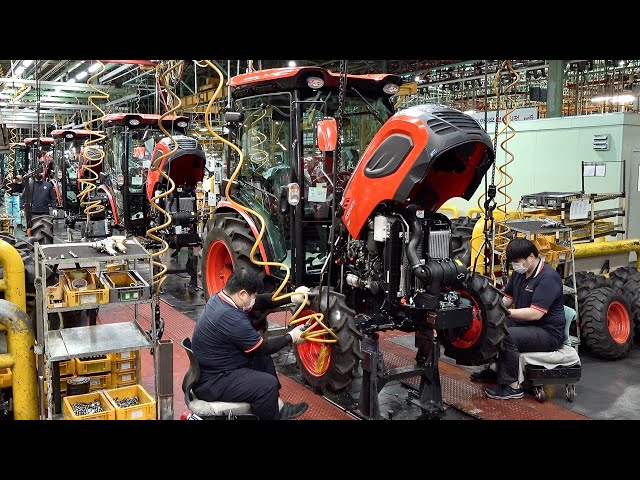 Amazing Large Tractor Mass Production Process. Korean Farm Machinery Factory