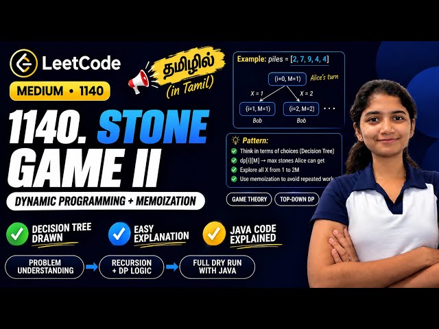 LeetCode 1140: Stone Game II Made EASY! 🤯 | DP Explained in Tamil | Java