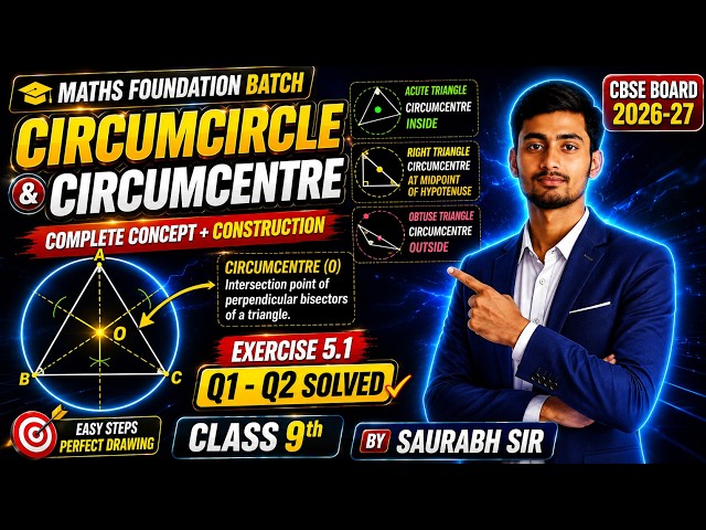 Circumcentre कहाँ होता है? 😱 Inside, Outside या Midpoint? | Class 9 Maths | Ex 5.1||By Saurabh Sir||