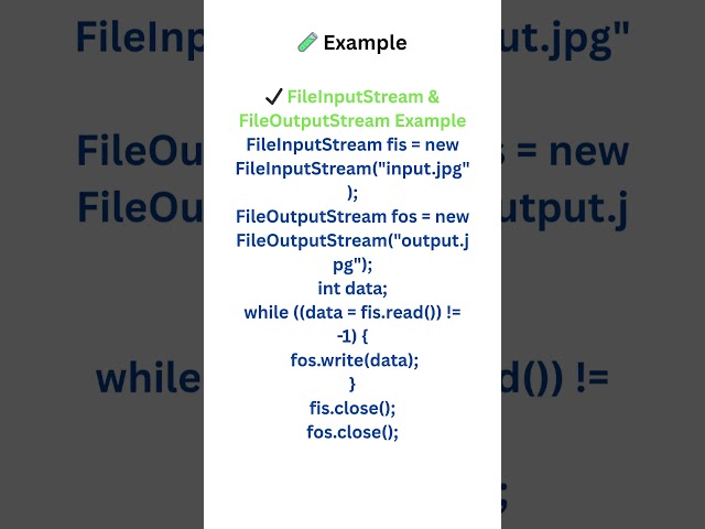 File Handling (Java I/O),1.FileInputStream/FileOutputStream 2. BufferedReader/BufferedWriter #manual