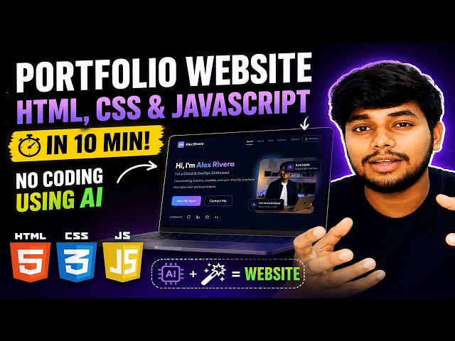 Build a Stunning Portfolio Website in 10 Minutes Using AI 🤯 | No Coding | HTML | CSS | JAVASCRIPT