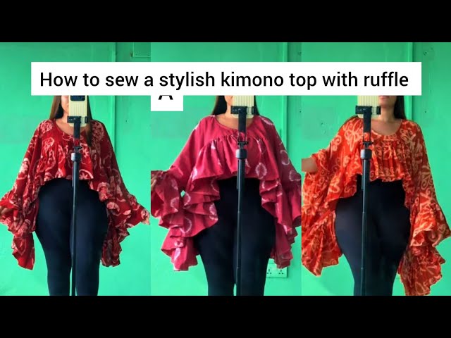 How to Cut and Sew a Stylish Bubu Kimono Cape Top with Ruffles | Easy Sewing Tutorial