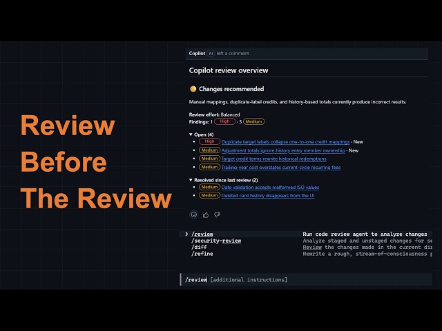 GitHub Copilot /review and Code Review: Feedback Before You Commit and on Your PR
