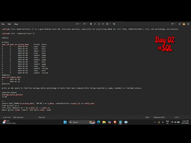SQL Interview Questions | Most Asked SQL Queries for Data Analyst & Data Engineer | Day02