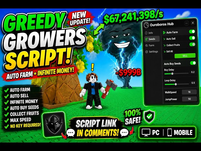 NEW Greedy Growers Script 2026 NO KEY Auto Farm, Auto Plant, Auto Buy Seeds Auto Sell, Auto Collect