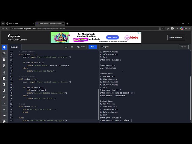 First Python Project :Contact Book