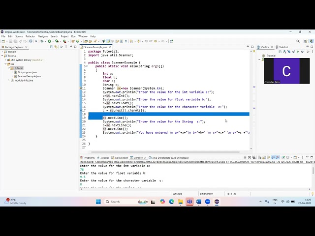 Read user input using Scanner Class in java