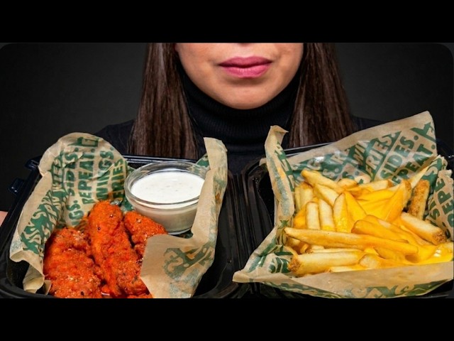 ASMR Eating Wingstop Tenders With Ranch And Cheese Fries🧀Mukbang