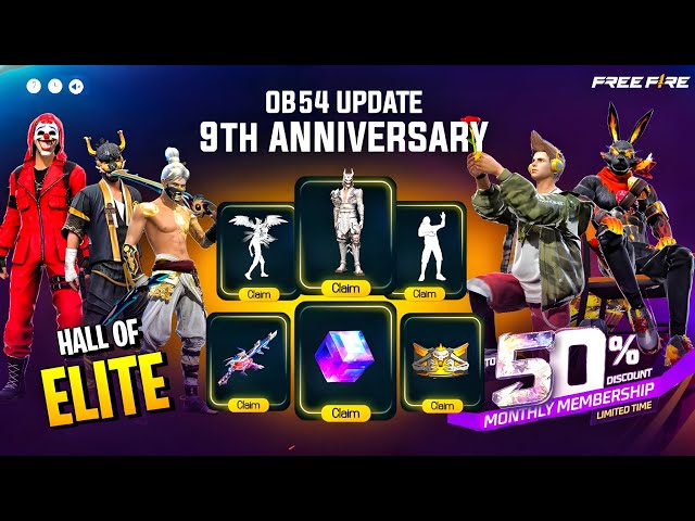Ob54 Update 💥 9th Anniversary Free Fire 🤯🥳| lol emote | free fire new event | ff new event 