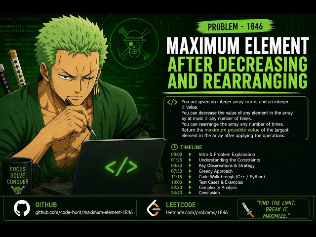 🚀 LeetCode 1846 | Maximum Element After Decreasing and Rearranging | Greedy Approach | C++