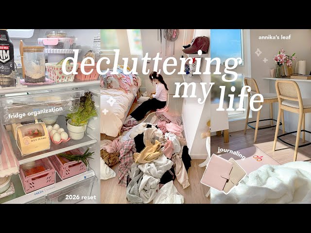 decluttering my life for 2026ᯓ✩🫧 aesthetic fridge organization, HUGE closet clean out, journal reset