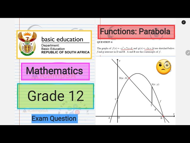 Grade 12 Mathematics: How to Solve Parabola Exam Questions | Functions