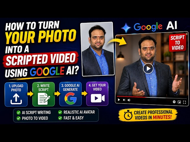 How to Turn Your Photo into a Scripted Video Using Google AI | Image to Talking Video Tutorial