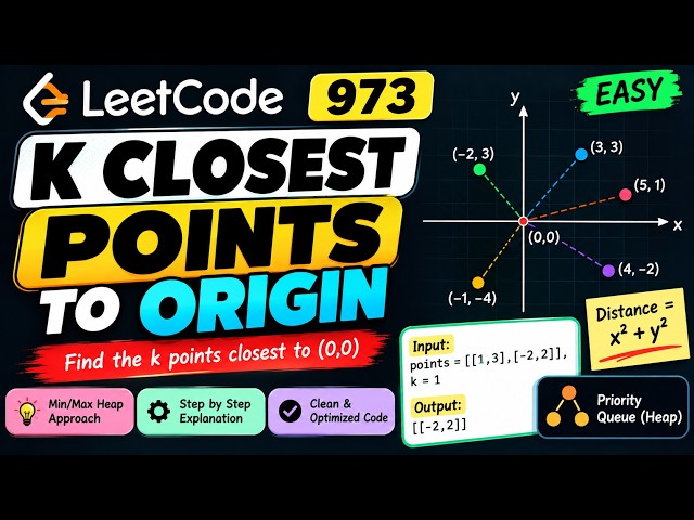 973. K Closest Points to Origin | LeetCode | Java PriorityQueue (Heap) Explained