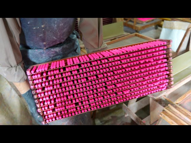 The process of making chalk. A chalk factory in Japan that produces 600,000 pieces of chalk per year