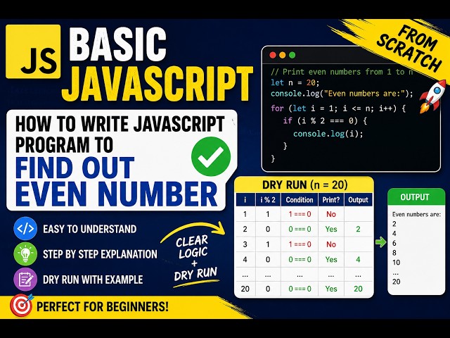 🚀 Learn JavaScript Basics: Even Number Program Explained Step by Step