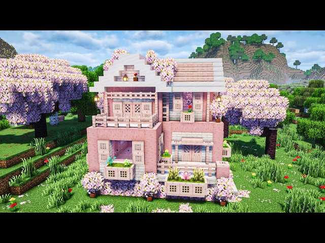 Minecraft: How to Build Cozy Starter Cherry Blossom House | Easy Tutorial