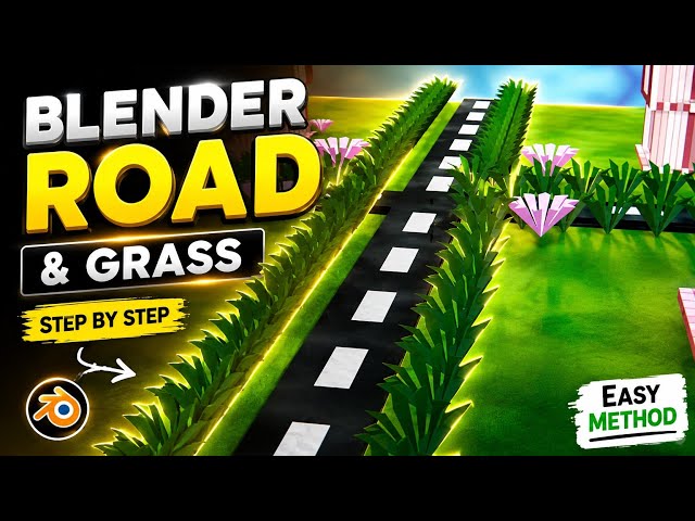 How to Make Grass in Blender | Blender 3D Modeling Tutorial for Beginners 🌿🛣️