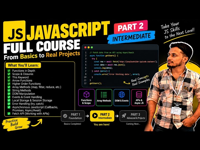 JavaScript Intermediate | Part 2 | DOM, Functions, Arrays, APIs & More