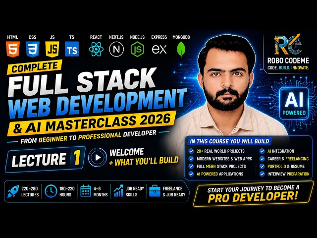 Complete Full Stack Web Development and AI Master Class 2026 | Lecture 1 | Introduction | MERN Stack