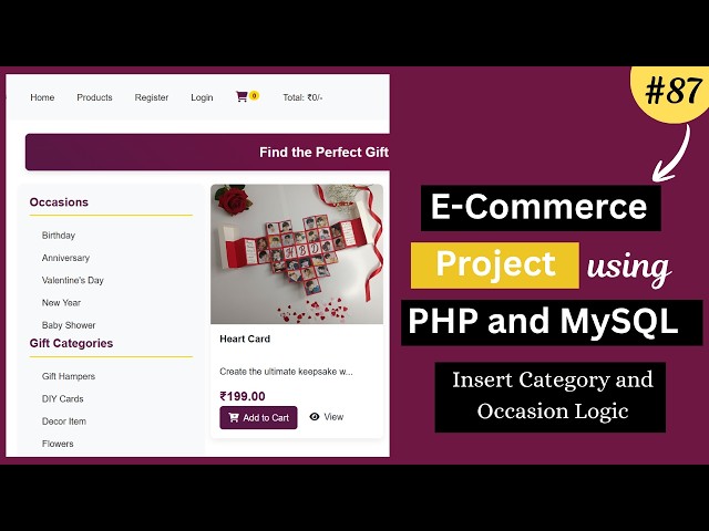 E-Commerce Website Project Using PHP & MySQL|Admin & User Panel|  Insert Category/Occasion Logic -87