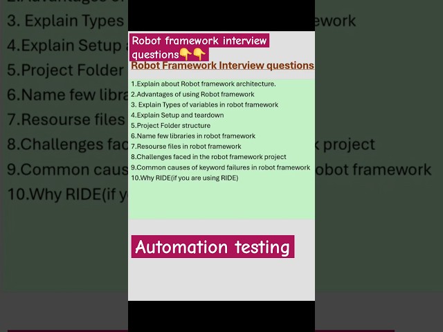 Python Robot Framework interview questions||How to prepare for automation testing interview #shorts