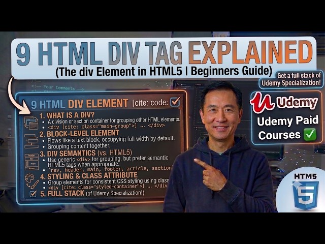 9 HTML Div Tag Explained | div Element in HTML5 for Beginners | Udemy Paid Courses ✅