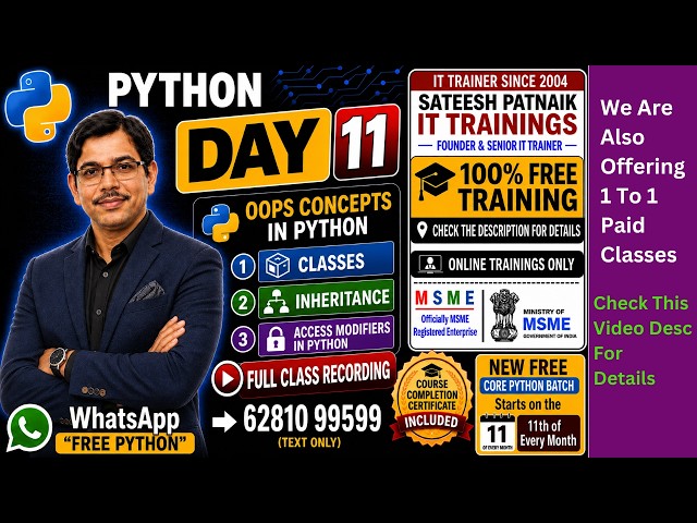 🚀 Python Day 11 | Python OOPs Explained | Classes, Inheritance & Access Modifiers in Python @ Telugu