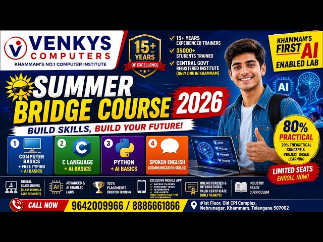 Summer Bridge Course 2026 | Best Computer Institute in Khammam | Venkys Computers #khammam