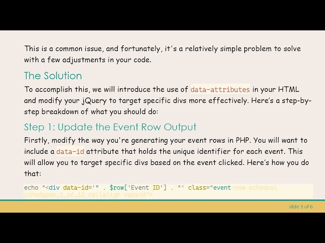 How to Show/Hide Div in a PHP While Loop Using jQuery