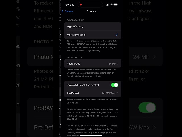 How to enable Apple ProRes on iPhone 16 Pro Max