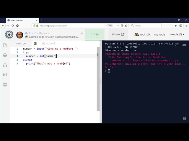 Python 3 - Trapping Errors with Try and Except