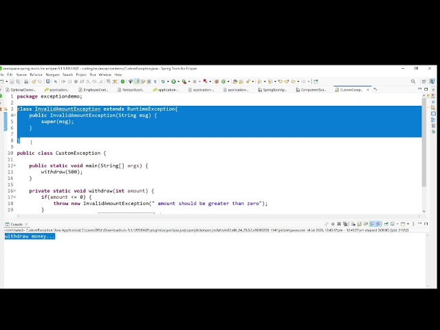 User Defined Exception | Custom Exception | Exception Handling | #java