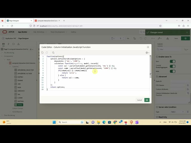 dynamically compute Interactive Grid Columns in Oracle APEX