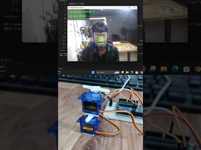 Python opencv project using Arduino and servo motor #arduino #python #opencv #robotics #shorts
