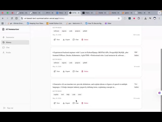 I Built an AI-Based Text & PDF Summarization Platform FastAPI, Next.js, PostgreSQL & Llama 3.3 Demo