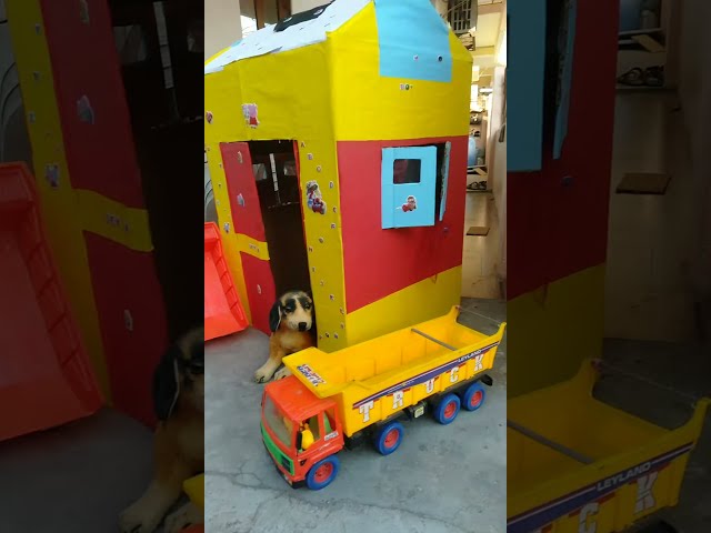 बड़े बॉक्स से 🏠 बनाया।#cardboardcraft #craft #devandtoys @devandtoys4837