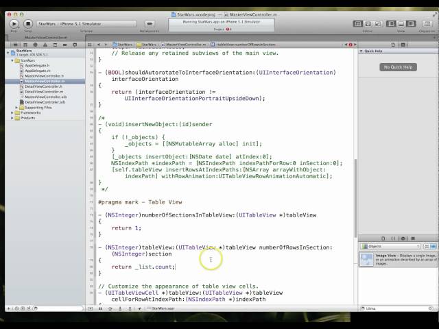 Tutorial Creating a Navigation Controller  (Master Detail - Nested Table View) app with xCode 4.3