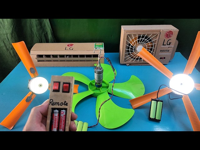 Ceiling Fan with Remote Control and an Air Conditioner Modeled After an LG Design.