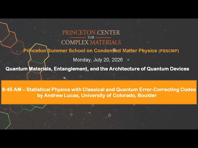 Andrew Lucas: "Statistical Physics with Classical and Quantum Error-Correcting Codes"