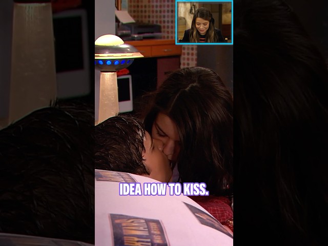 miranda cosgrove and nathan kress react to their KISSING scene! 🤭 | iCarly #shorts