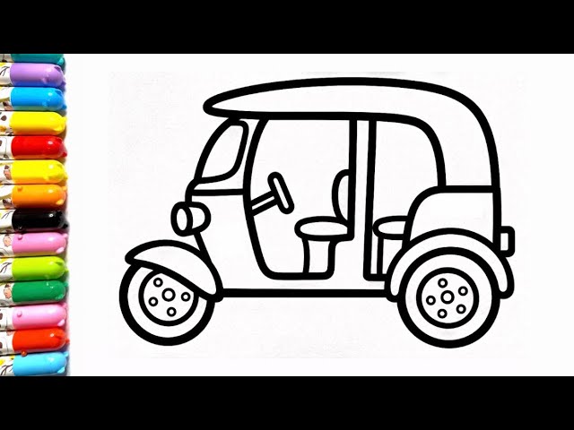 How to Draw Auto Rickshaw 🛺 Easy With Acrylic Paints for Kids | drawing for kids and toddlers 