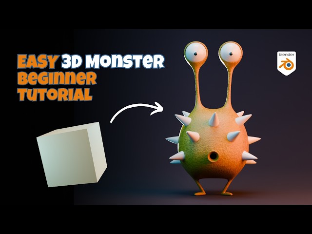 Easy Stylized Monster Character in Blender | Beginner 3D Modeling & Texturing Tutorial