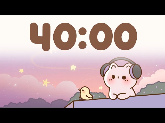 40 Minute Timer 🐱 Study Timer for Classroom Focus