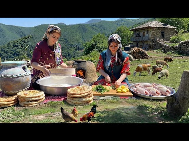 IRAN rural life|Cooking duck stew and bread in a tandoor oven