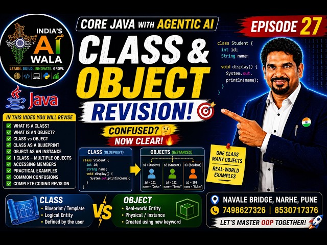 Class & Object in Java – Complete Revision | OOP Concepts Explained Core Java with Agentic AI |EP 27